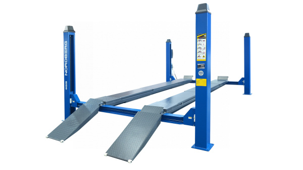 Подъемник четырехстоечный 5 т, с ручной траверсой 2 т N423, для сход-развала, мех. снятие, синий 4450_MB(M2)