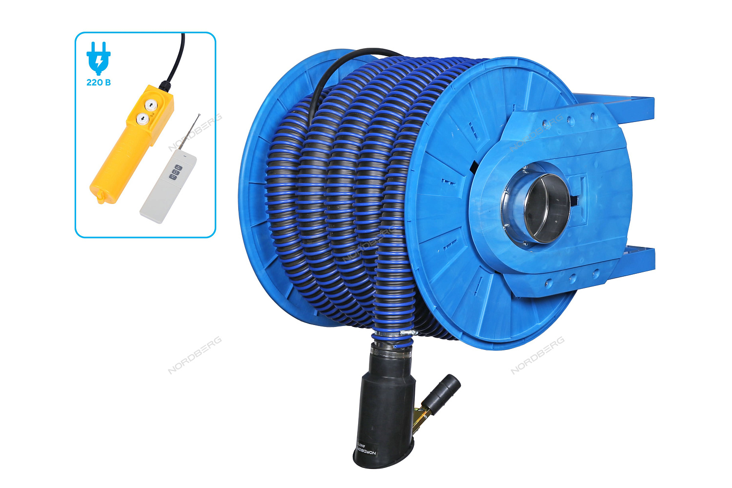 Катушка для сбора выхлопных газов с автоматическим приводом со шлангом L=8 м, D=75 мм и насадкой HRF8075E-KIT